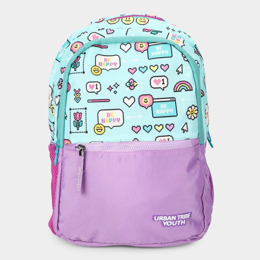 Kids Emoji Print pink Fabric Bag , , large