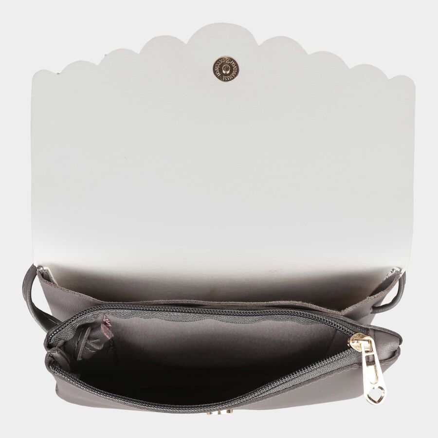 Women's Dark Grey Polyurethane Sling Bag, , large image number null