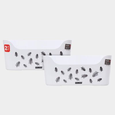 White Medium Plastic Basket, Set of 2