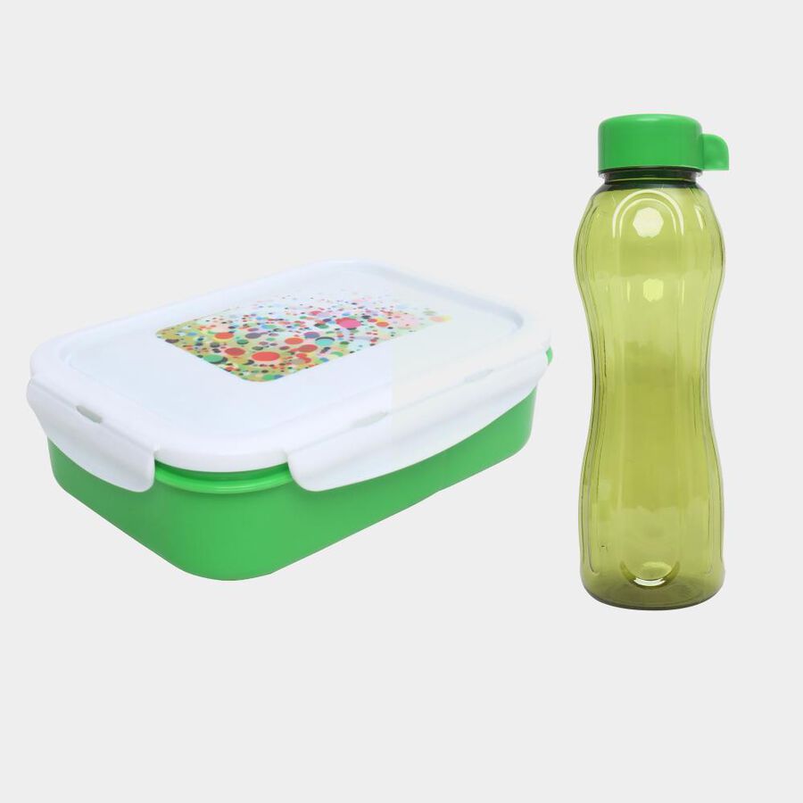 प्लास्टिक लंच बॉक्स और बोतल कॉम्बो, , large image number null