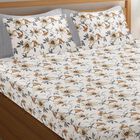 White Floral Printed King Size Bedsheet, , small image number null