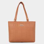 Women's Tan Polyurethane Tote Bag, , small