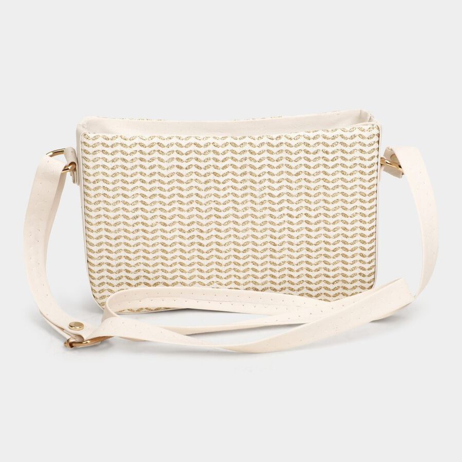 Women's White Polyurethane Sling Bag, , large image number null