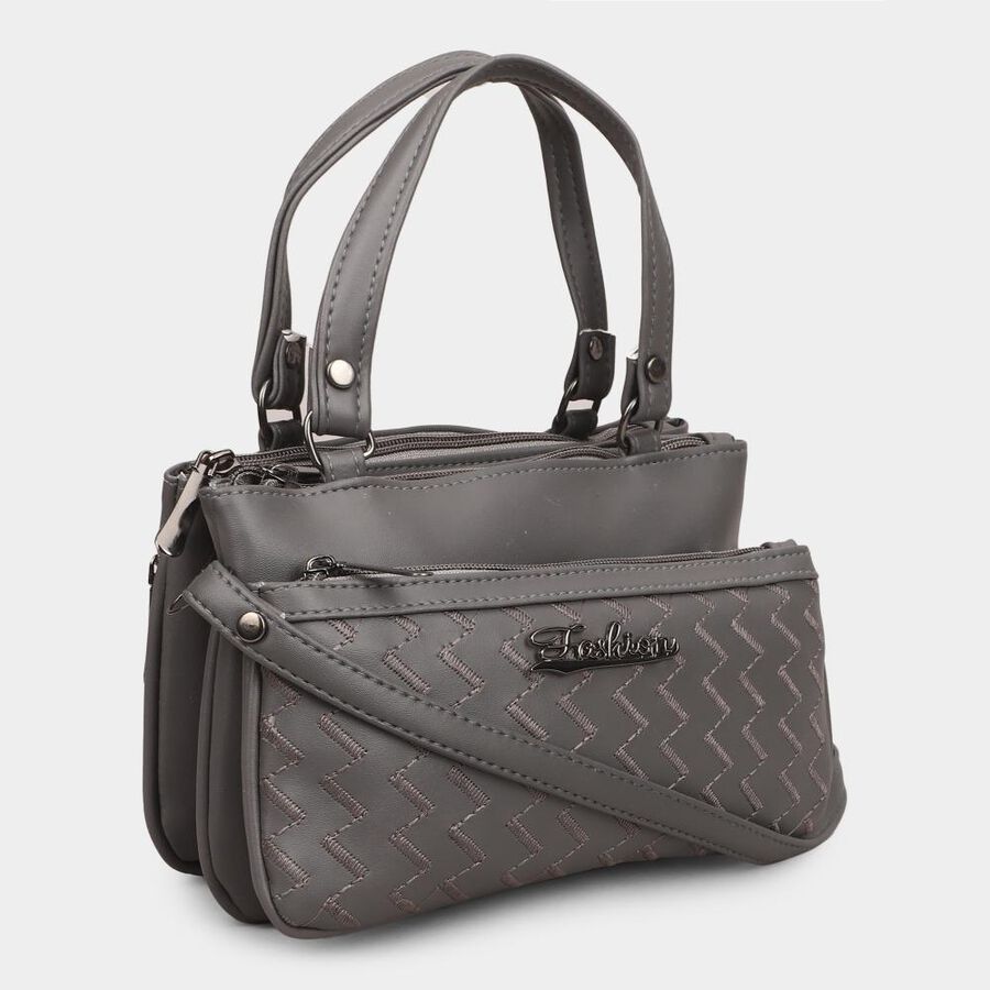 Women's Grey Polyurethane Handbag, , large image number null