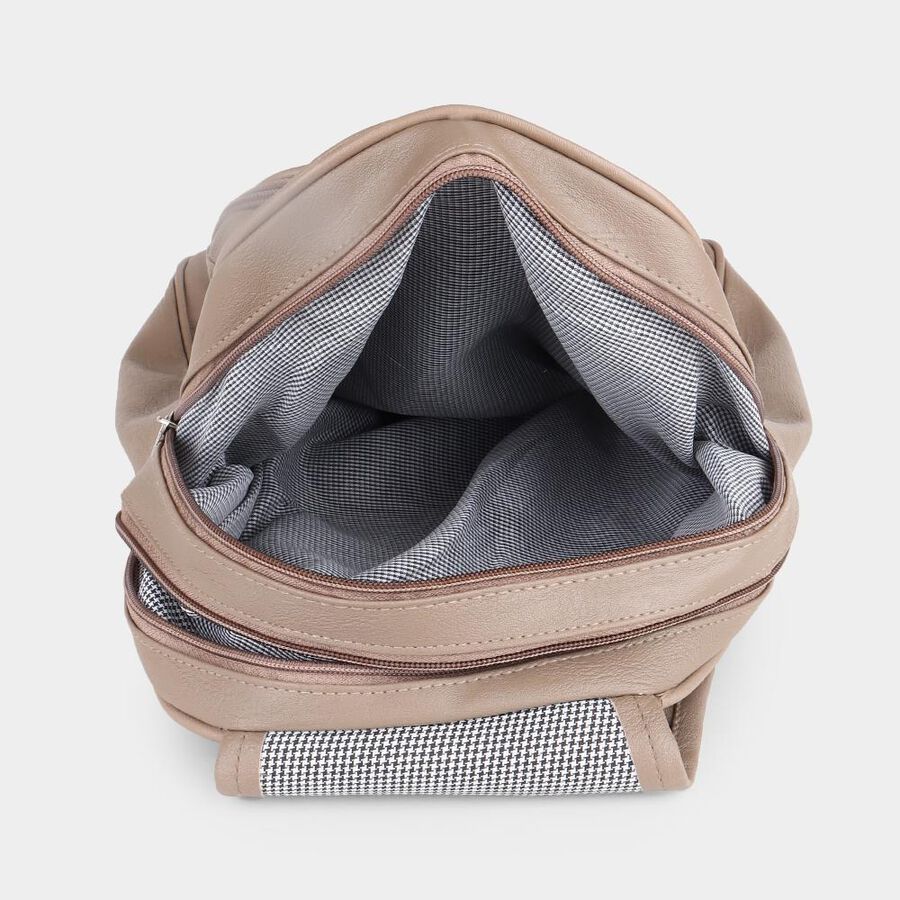 Women's Beige Polyurethane Backpack, , large image number null