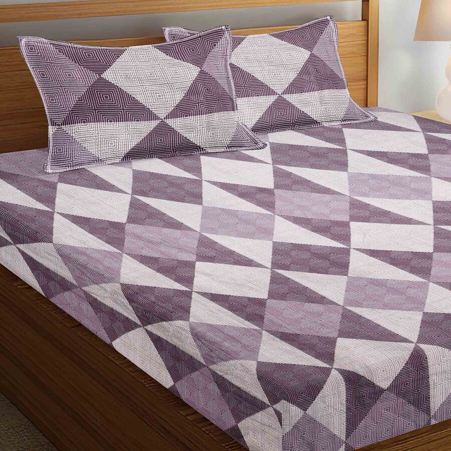 135 GSM Light Grey Microfiber Double Bedsheet With Pillow Cover, , large image number null