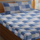 Blue Microfiber Double Bedsheet with Pillow Cover, , small