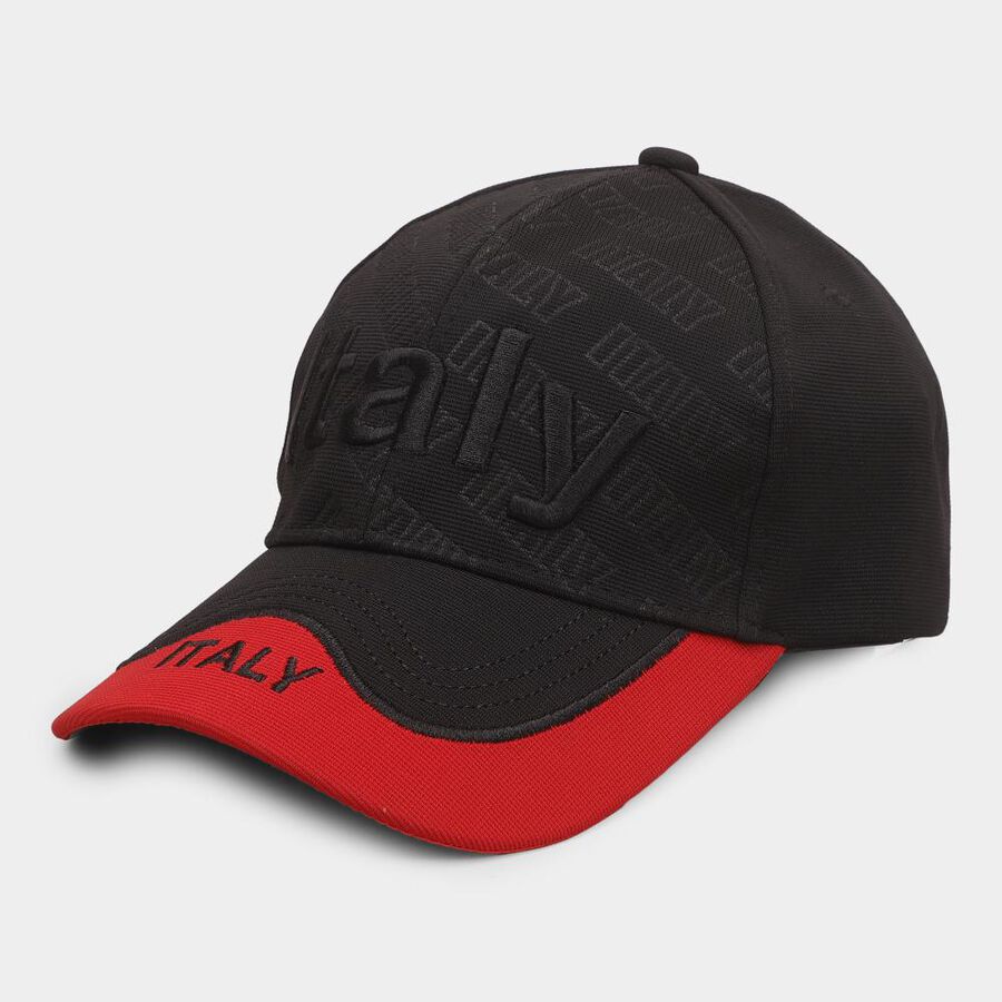 Men's Black Fabric Cap, , large image number null