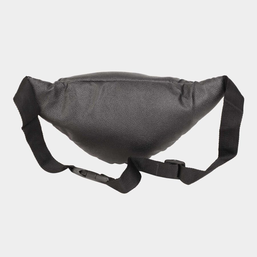 Men's Black Polyurethane/Leather Waist Bag, , large image number null