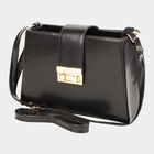 Women's Black Polyurethane Handbag, , small image number null