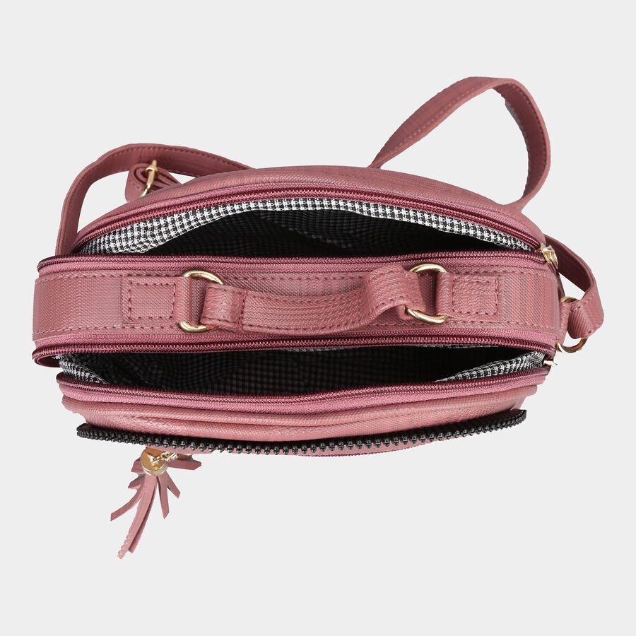 Women's Pink Polyurethane Sling Bag, , large image number null