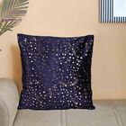 Navy Blue Foil Printed Cushion Cover, , small