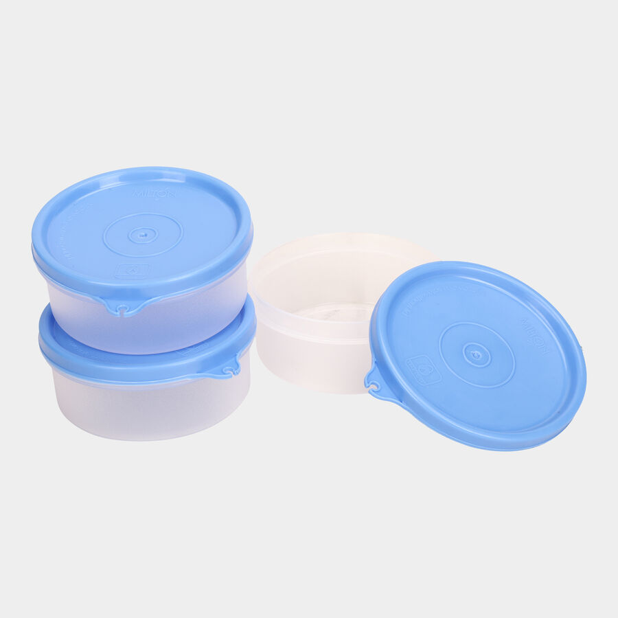 Plastic Lunch Box - 3 Containers; 1 Air-Tight Tumbler; With Bag And Sleeve, , large image number null
