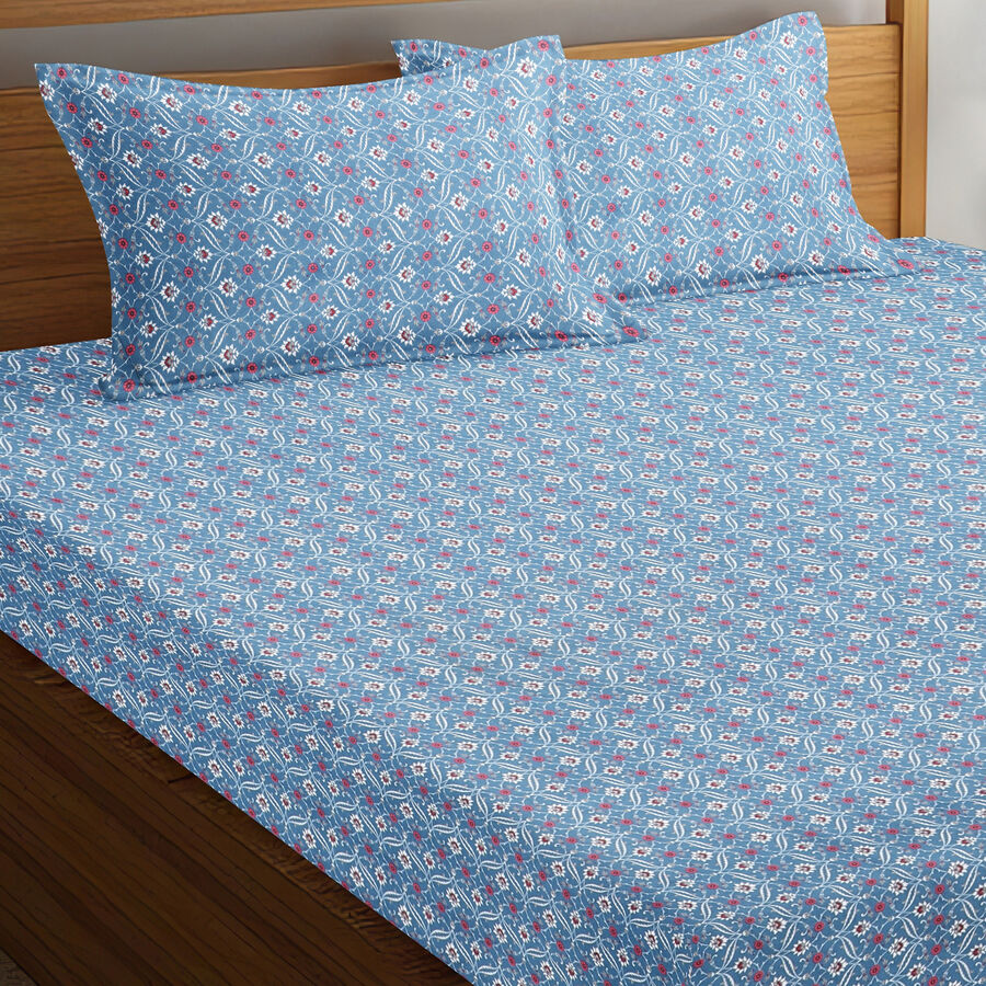 120 GSM Blue Microfiber Double Bedsheet, , large image number null