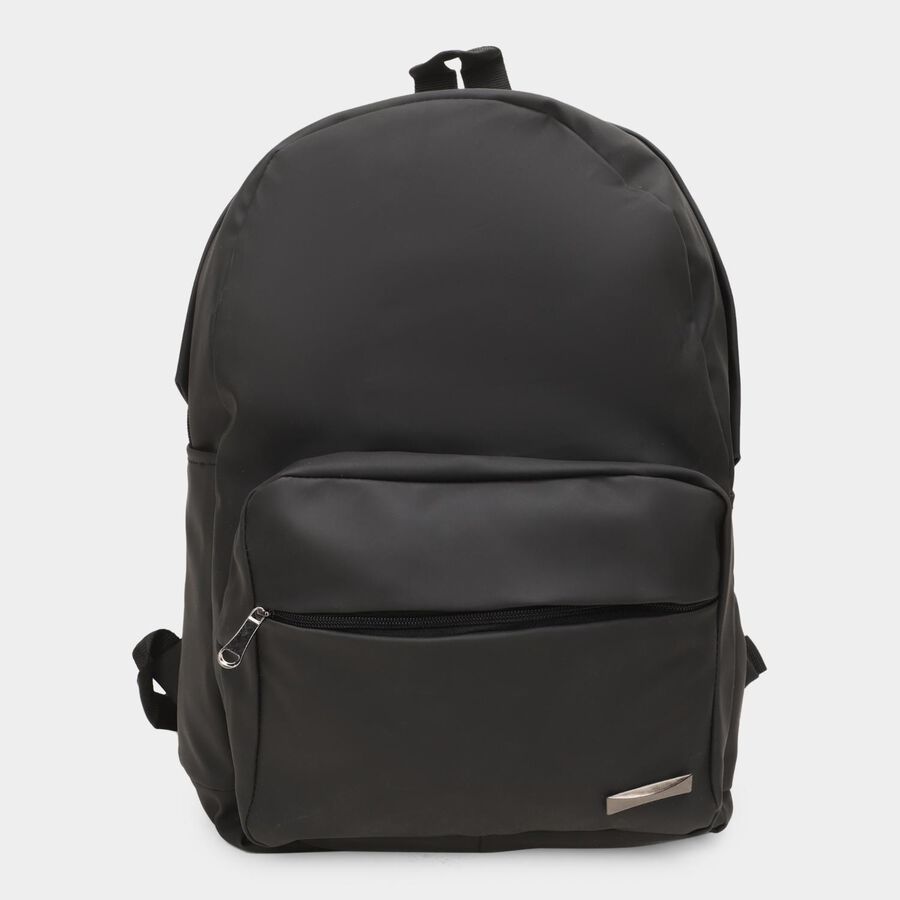 Women's Black Polyurethane Backpack, , large image number null
