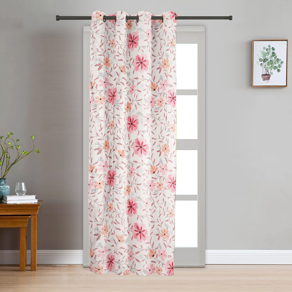 Home Beautiful                         7 ft. Pink Polyester Curtain