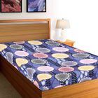 Blue Floral Printed Single Bedsheet, , small