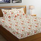 White Floral Printed Double Bedsheet, , small image number null