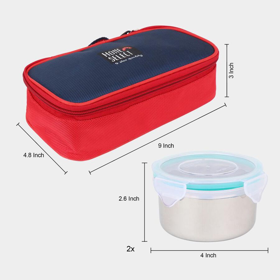 Steel Lunch Box, 2 Containers and Bag, , large image number null