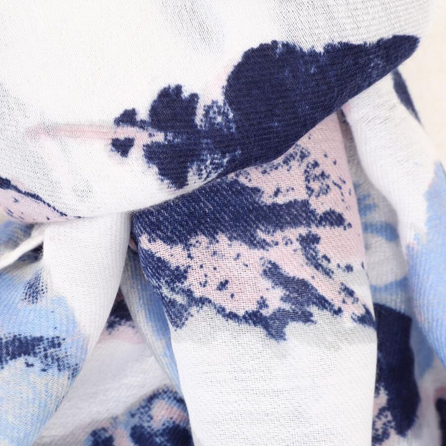 Women's White Viscose Scarf, , large image number null