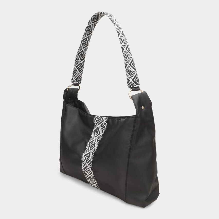 Women's Black Polyurethane Hand Bag, , large