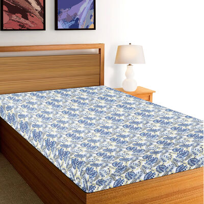 Blue Polyester Single Bedsheet