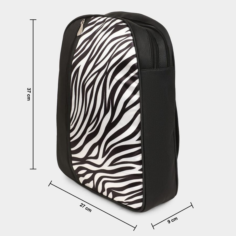 Women's Black Polyurethane Backpack, , large image number null