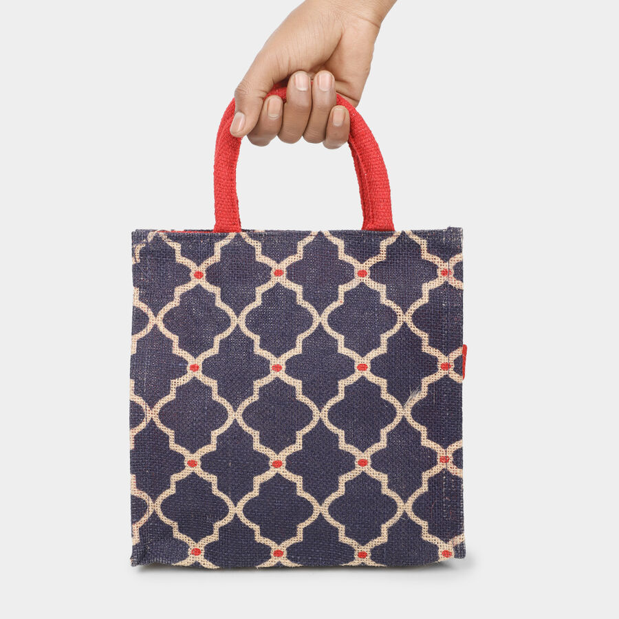 Dark Blue Printed Jute Bag, , large image number null