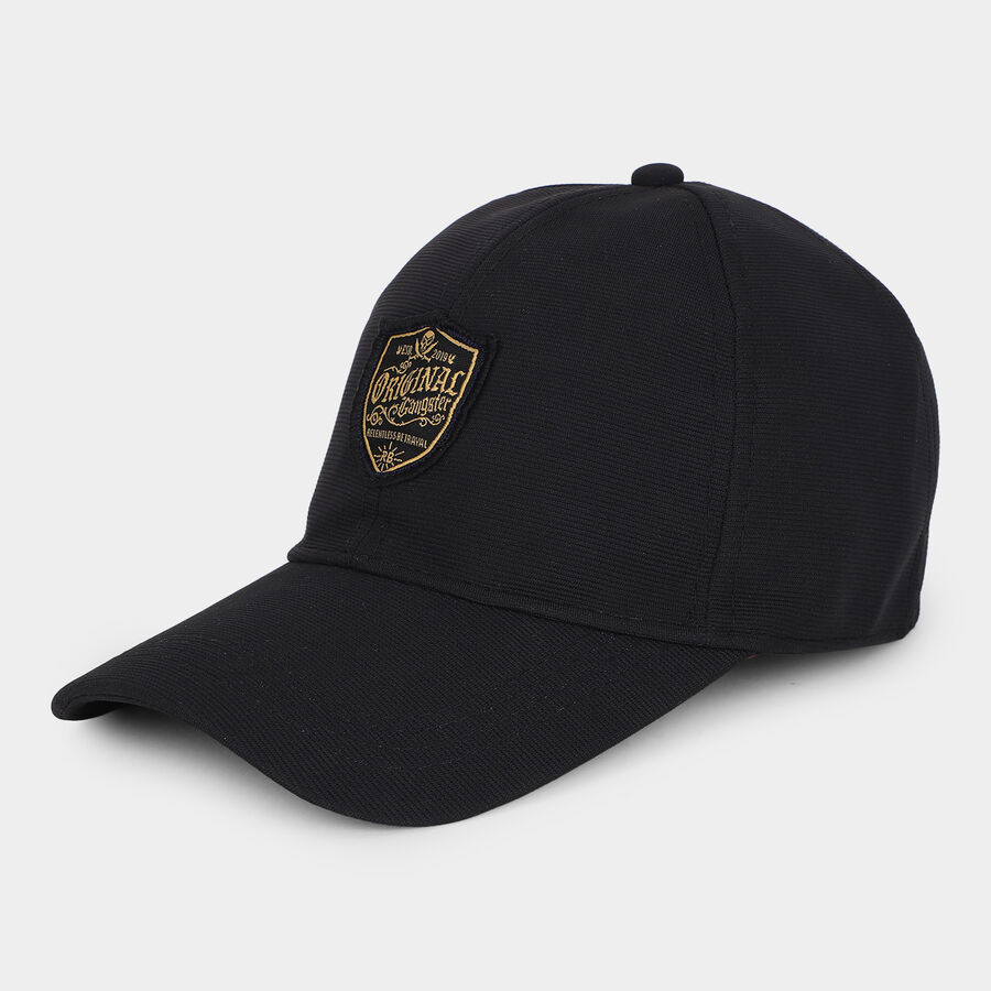 Men's Black Fabric Cap, , large