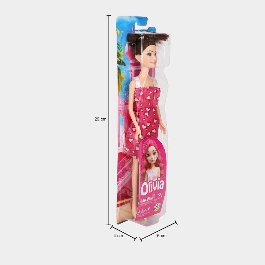 Kid's Cute Princess Doll in Pink Heart Print Dress, , large