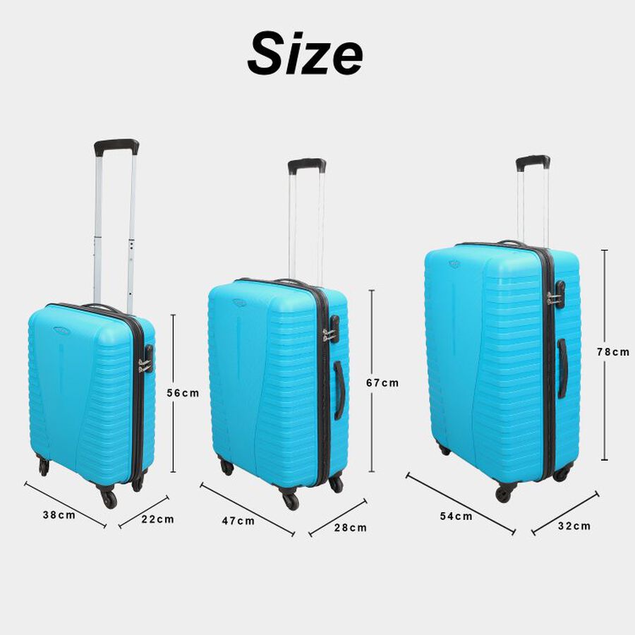 4-Wheel Light Blue Polypropylene Hard Case Trolley, Small + Medium + Large, , large image number null