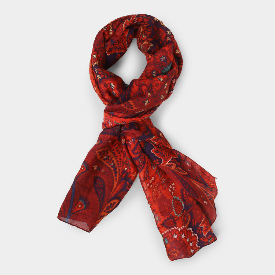 Women's Red Polyester Scarf, , large image number null