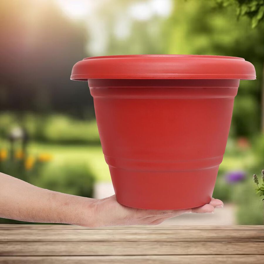 Red Plastic Planter, , large image number null