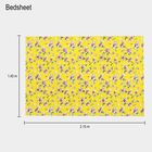 Yellow Cotton Floral Printed Single Bedsheet, , small