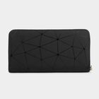 Women's Black Polyurethane Long Wallet, , small image number null
