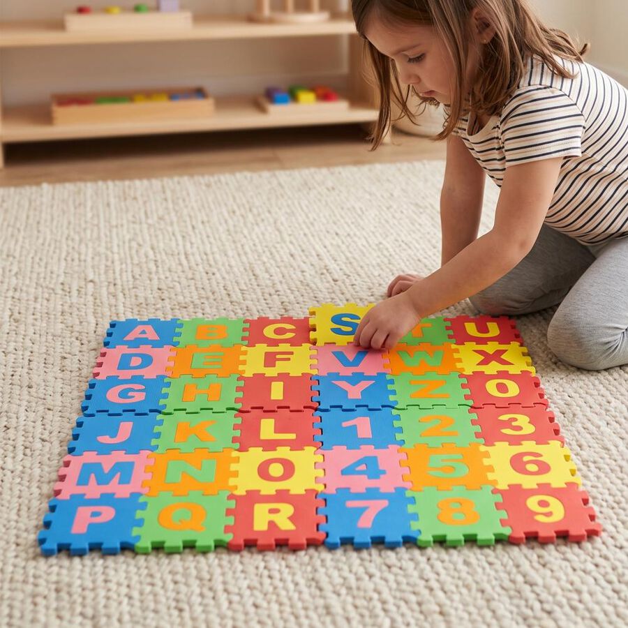 Kids Interlocking Alphabet and Number Foam Mat Set, , large