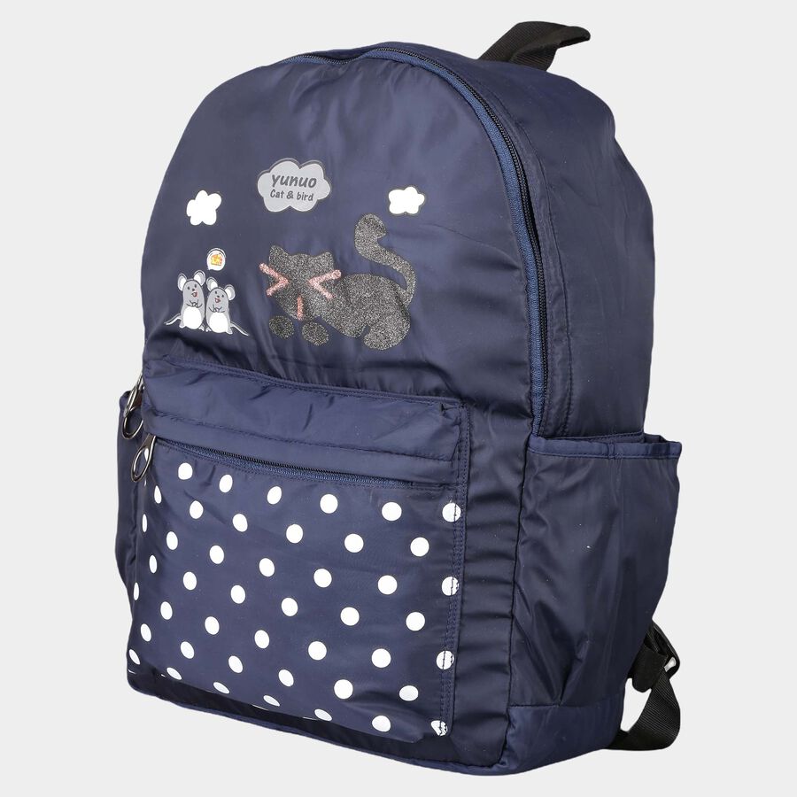 Women's Blue Polyurethane Backpack, , large image number null
