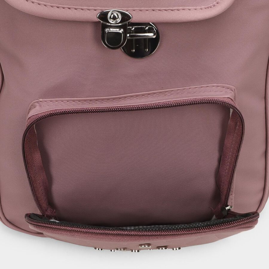 Women Peach Polyurethane Backpack, , large image number null