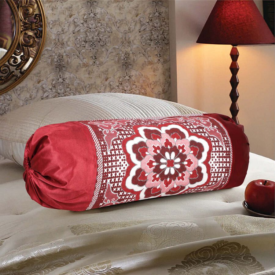 Maroon Polyester Bolster Cover, , large image number null