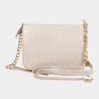 Women's Grey Polyurethane Sling Bag, , small