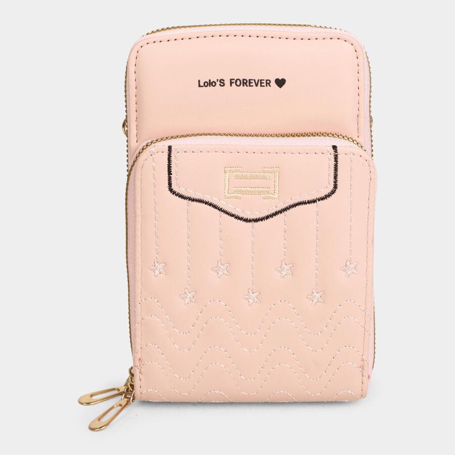 Women's Pink Polyurethane Sling Bag, , large image number null