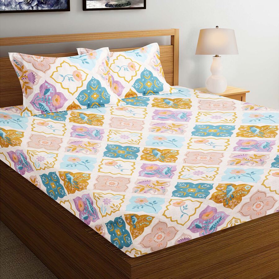 110 GSM Light Grey Microfiber Double Bedsheet With Pillow Cover, , large image number null