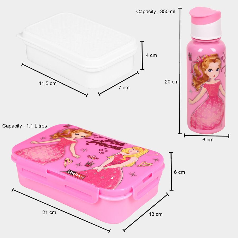 Plastic Lunch Box - 1 Big Container, 1 Bottle, 1 Small Container, , large image number null