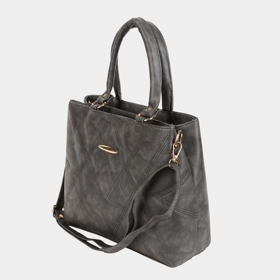 Grey Polyurethane Baguette Bag, , large image number null
