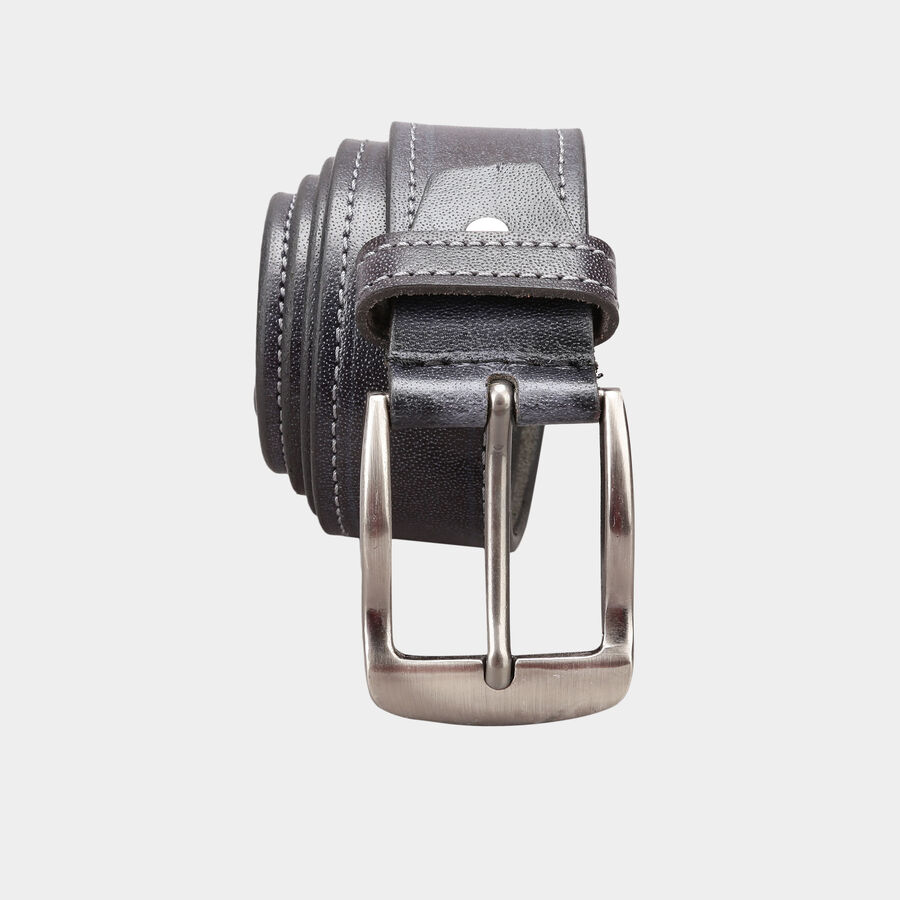 Men's Black Leather Casual Belt, , large image number null