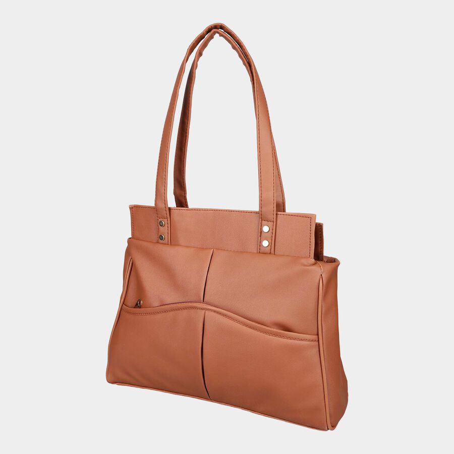 Women's Tan Polyurethane Tote Bag, , large image number null