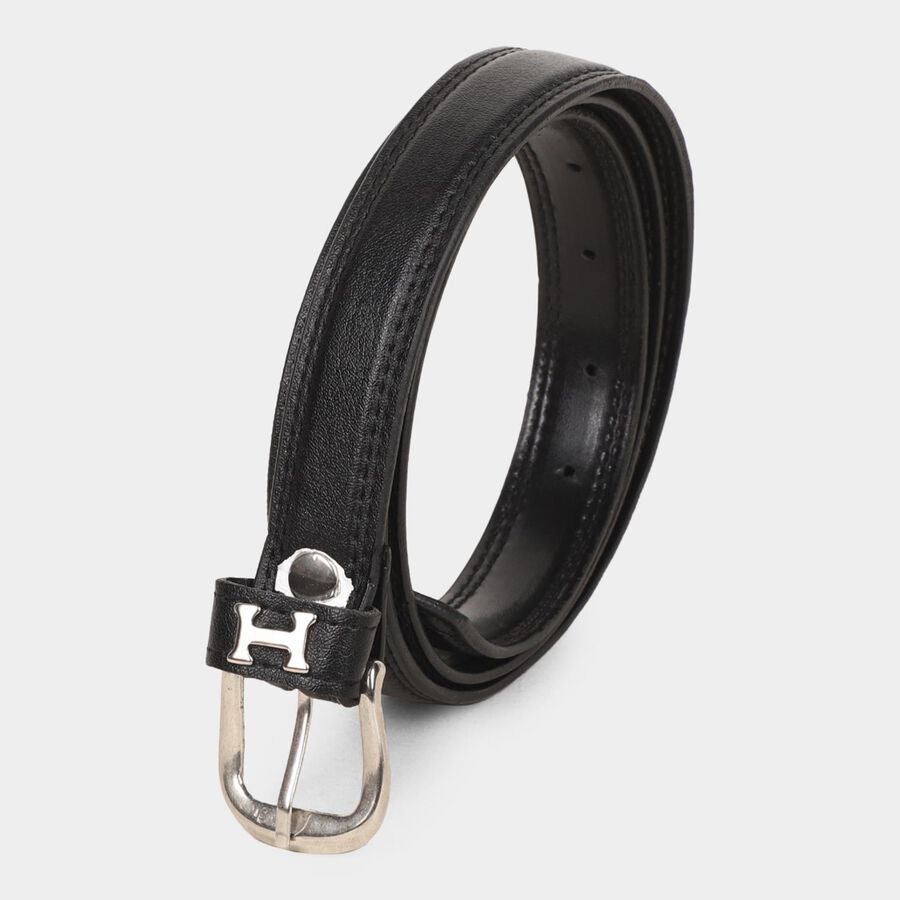 Women's Black Polyurethane Belt, , large image number null