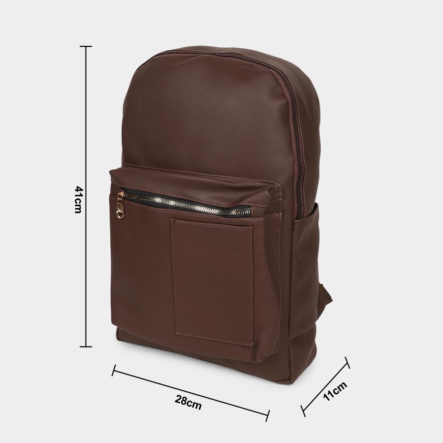 Women's Brown Polyurethane Backpack, , large image number null