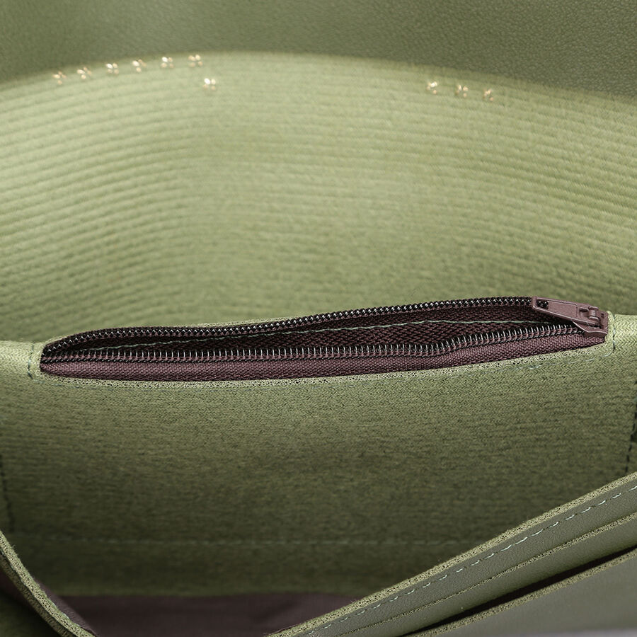 Women's Olive Polyurethane Hand Pouch, , large image number null