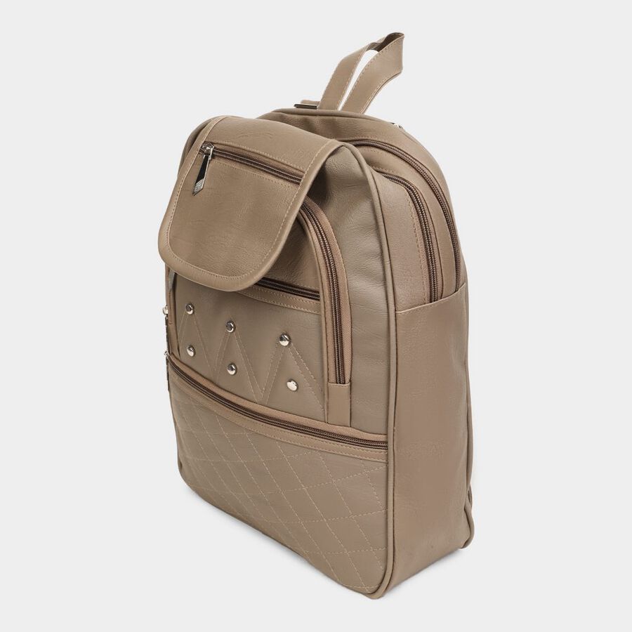 Women's Beige Polyurethane Backpack, , large image number null
